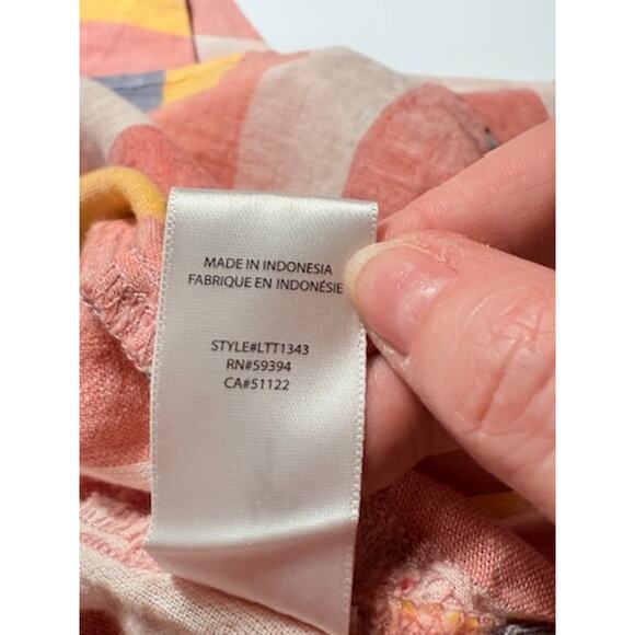 Beachlunchlounge Linen Cotton Striped Boho Blouse Size Small Petite - Picture 5 of 9